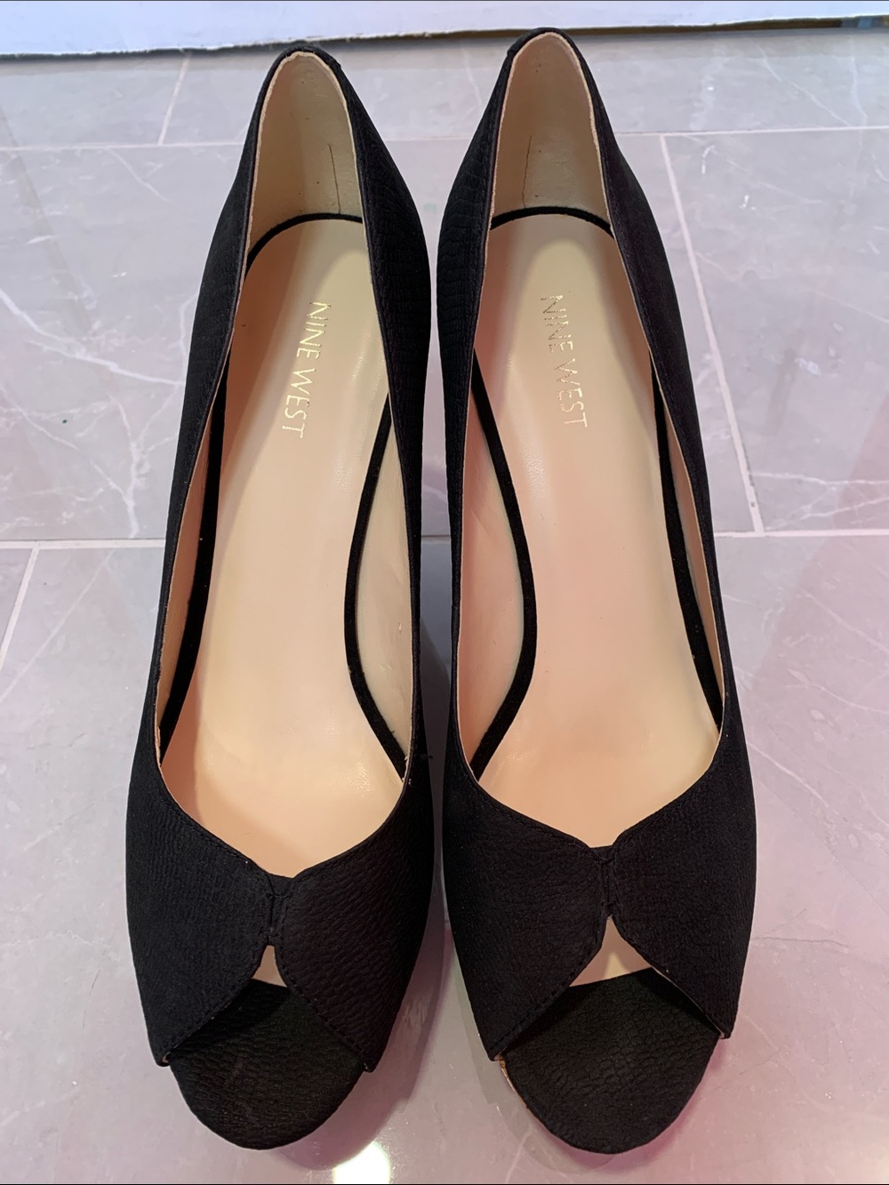 Nine West Black Open-Toe Wedges